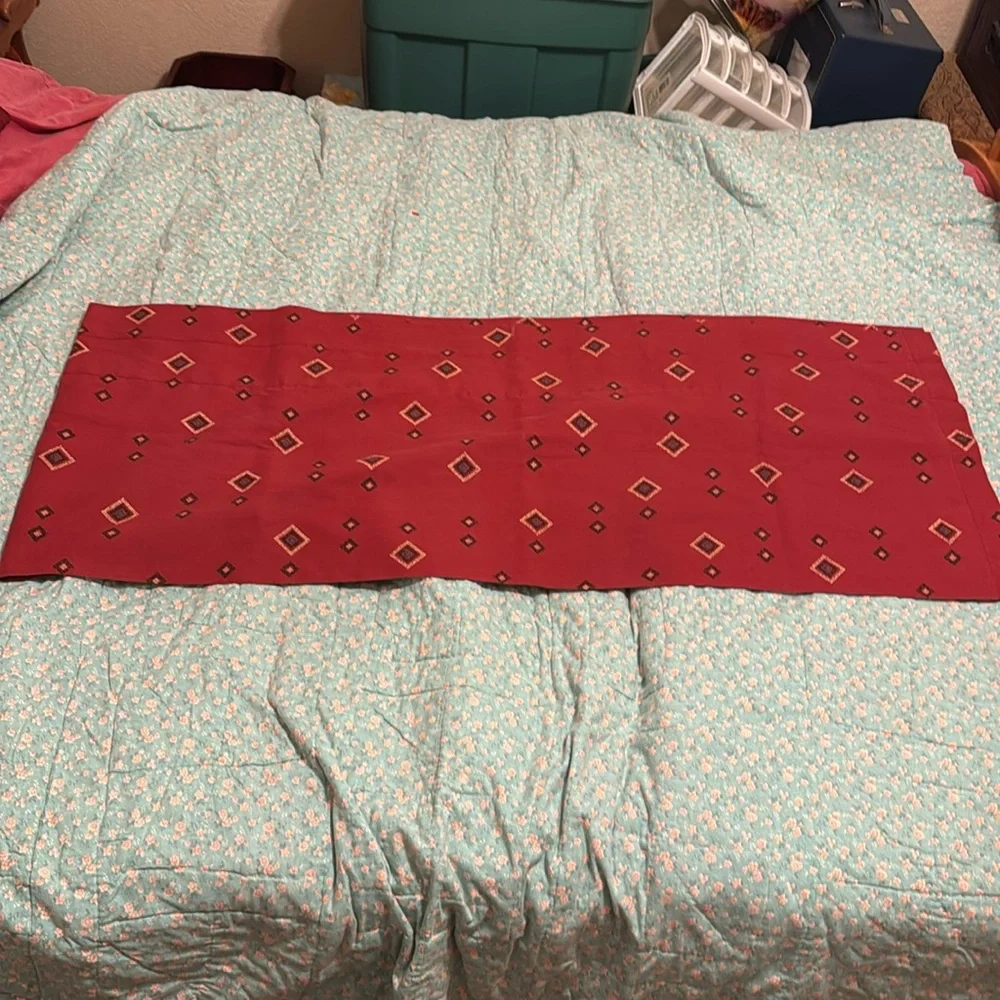 Red Valance with Small Geometric Designs